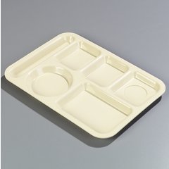 P61425 Left-Hand 6-Compartment Polypropylene Tray 10" x 14" - Tan