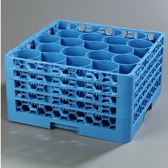 RW20-314 OptiClean™ NeWave™ Glass Rack with 4 Integrated Extenders 20 Compartment - Carlisle Blue