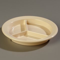 4351625 Dallas Ware® Melamine 3-Compartment Deep Plate 9" - Tan