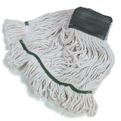 369551B00 Flo-Pac® Medium Looped-End Mop w/Green Band  - White
