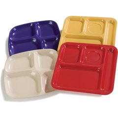 4398635 Essential 4-Compartment Melamine Tray 10.5" x 9.5" - Café Blue