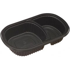 DXMW812PBLK Microwaveable 2 Compartmt Medium Entrée 18/10 oz 18/10 oz (250/cs) - Black