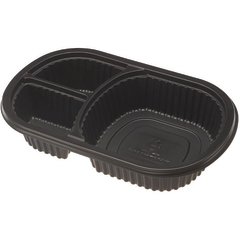 DXMW813PBLK Microwaveable Three Compartment Entrée 18/4/4 oz. (250/cs) - Black