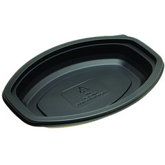 DXMW916PBLK Microwaveable Oval Casserole Container 16oz. (250/cs) - Black