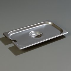 607130CS DuraPan™ Stainless Steel Hotel Pan Slotted Handled Cover 1/3 Size
