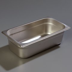 607134 DuraPan™ Light Gauge Stainless Steel Steam Table Hotel Pan 1/3 Size, 4" Deep