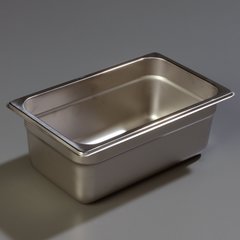 607144 DuraPan™ Light Gauge Stainless Steel Steam Table Hotel Pan 1/4 Size, 4" Deep