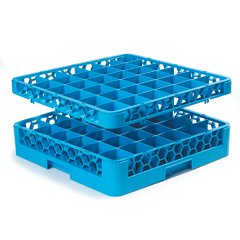 RG36-114 OptiClean™ 36-Compartment Divided Glass Rack with 1 Extender 5.56" - Carlisle Blue