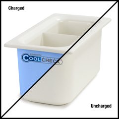 CM1103C1402 Coldmaster® CoolCheck® Third-Size Divided Food Pan 3.4 qt - White/Blue