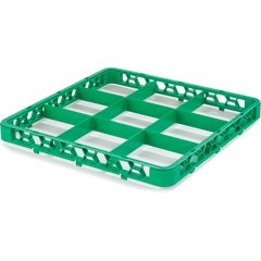 RE9C09 OptiClean™ 9-Compartment Divided Glass Rack Extender 1.78" - Green