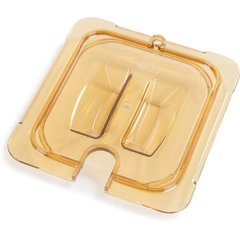 10511U13 StorPlus™ High Heat Handled Notched Universal Food Pan Lid 1/6 Size - Amber