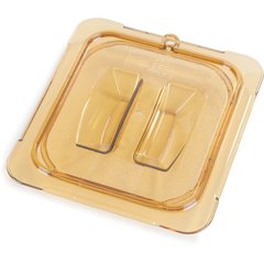 10510U13 StorPlus™ High Heat Handled Universal Food Pan Lid 1/6 Size - Amber