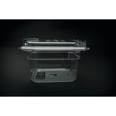 10319Z07 StorPlus™ EZ Access Hinged Notched Universal Food Pan Lid 1/6 Size - Clear