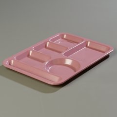 4398193 Left-Hand Heavyweight 6-Compartment Melamine Tray 10" x 14" - Rose Granite