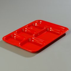 4398805 Right Hand 6-Compartment Melamine Tray 14.5" x 10" - Red