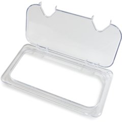 10280Z07 StorPlus™ EZ Access Hinged Notched Universal Food Pan Lid 1/3 Size - Clear