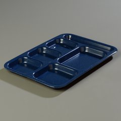 4398835 Right Hand 6-Compartment Melamine Tray 14.5" x 10" - Café Blue