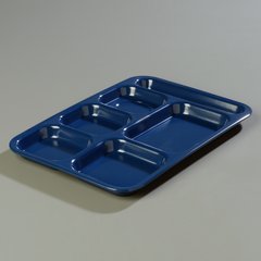 4398850 Right Hand 6-Compartment Melamine Tray 14.5" x 10" - Dark Blue