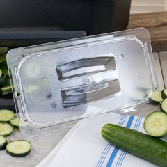 10270U07 StorPlus™ Polycarbonate Handled Universal Lid 1/3 Size - Clear