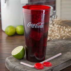 52243550H Stackable™ SAN Plastic Tumbler 24 oz - Coke - Ruby