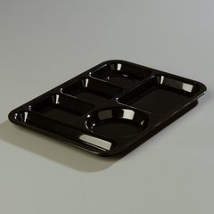 61403 Left-Hand 6-Compartment ABS Tray 10" x 14" - Black