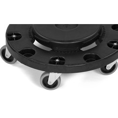 3691103 Bronco™ Round Waste Container Trash Can Dolly 20, 32, 44 and 55 Gallon - Black