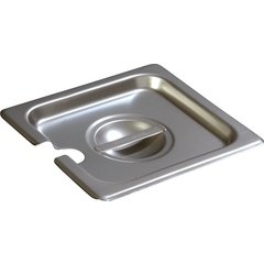 607160CS DuraPan™ Stainless Steel Hotel Pan Slotted Handled Cover 1/6 Size