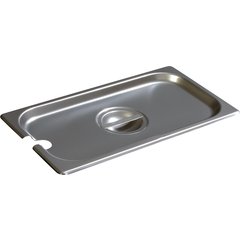 607130CS DuraPan™ Stainless Steel Hotel Pan Slotted Handled Cover 1/3 Size