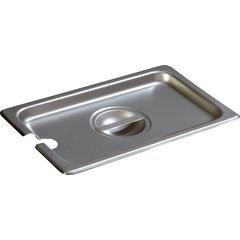 607140CS DuraPan™ Stainless Steel Hotel Pan Slotted Handled Cover 1/4 Size
