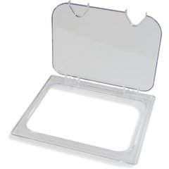 10239Z07 StorPlus™ EZ Access Hinged Notched Universal Food Pan Lid 1/2 Size - Clear