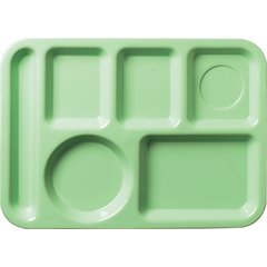 61409 Left-Hand 6-Compartment ABS Tray 10" x 14" - Green