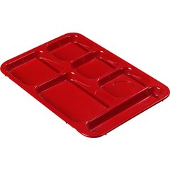 614R05 Right-Hand 6-Compartment ABS Tray 10" x 14" - Red