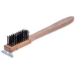 4557100 Wood Handle Scraper w/Carbon Steel Bristles 20" - Tan