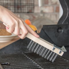 4577900 Heavy-Duty Wood Handle Scraper w/Tempered Steel Bristles 13-3/4" - Tan