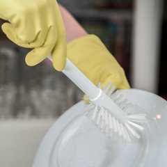 4041300 Handle Dish Brush w/2-3/4" Polyester Bristles 12" - White