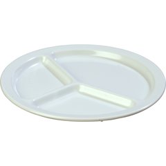 KL10202 Kingline™ Melamine 3-Compartment Plate 10" - White