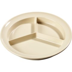 KL20325 Kingline™ Melamine 3-Compartment Deep Plate 8.75" - Tan