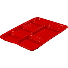 P614R05 Right-Hand 6-Compartment Polypropylene Tray 10" x 14" - Red