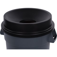 34103503 Bronco™ Round Waste Bin Trash Container Funnel Lid 32 Gallon - Black
