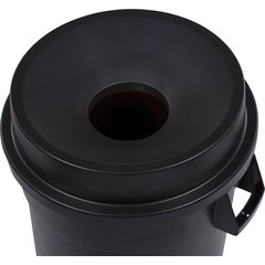34103503 Bronco™ Round Waste Bin Trash Container Funnel Lid 32 Gallon - Black