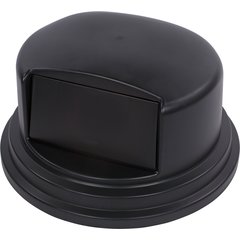 34105703 Bronco™ Round Waste Bin Trash Container Dome Lid With Hinged Door 44 and 55 Gallon - Black