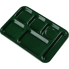 4398808 Right Hand 6-Compartment Melamine Tray 14.5" x 10" - Forest Green