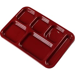4398885 Right Hand 6-Compartment Melamine Tray 14.5" x 10" - Dark Cranberry
