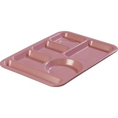 4398193 Left-Hand Heavyweight 6-Compartment Melamine Tray 10" x 14" - Rose Granite