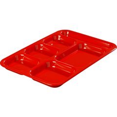 4398805 Right Hand 6-Compartment Melamine Tray 14.5" x 10" - Red