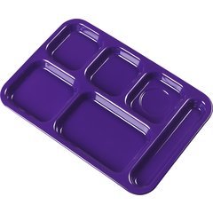 4398887 Right Hand 6-Compartment Melamine Tray 14.5" x 10" - Purple