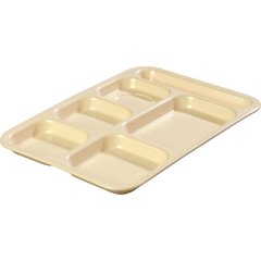 4398825 Right Hand 6-Compartment Melamine Tray 14.5" x 10" - Tan