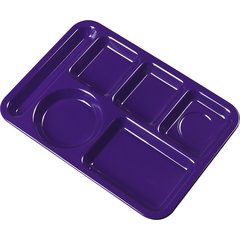 4398087 Left-Hand Heavyweight 6-Compartment Melamine Tray 10" x 14" - Purple