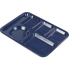 4398035 Left-Hand Heavyweight 6-Compartment Melamine Tray 10" x 14" - Café Blue