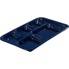 4398250 Right Hand 6-Compartment Melamine Tray 15" x 9" - Dark Blue